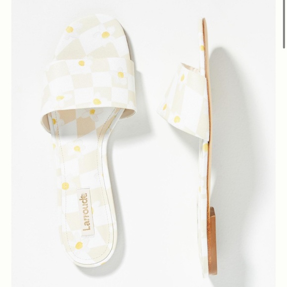 Larroude Ivy Sandals Daisy Checkered Flip Flops - Picture 1 of 11